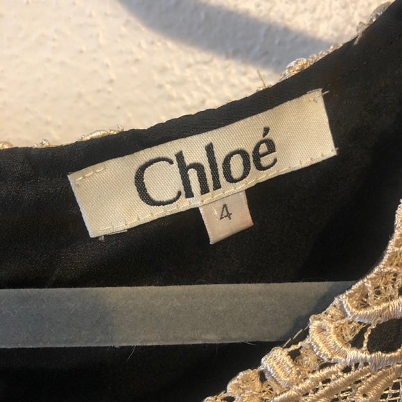 Chloe 100% silk ruffled lace mini dress size 4 - Picture 4 of 8